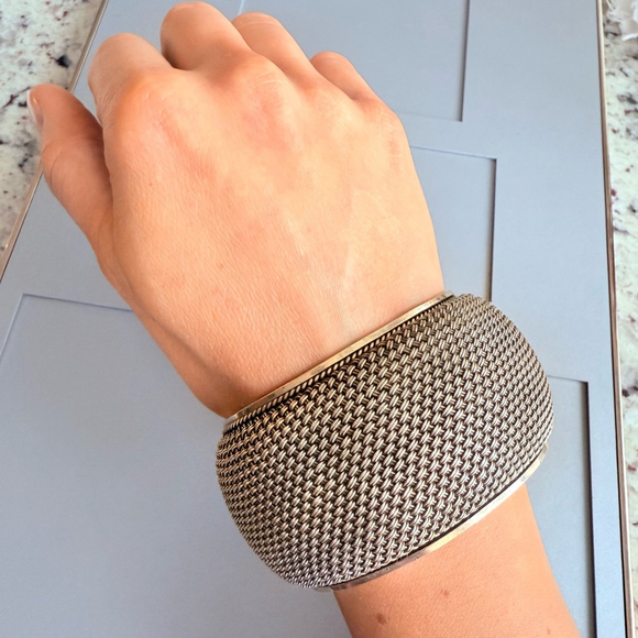 MASSIVE ARTISAN DOME BASKET WEAVE STERLING SILVER BEHNAM CUFF BRACELET 117g - Picture 9 of 13